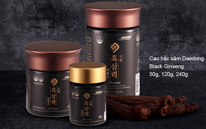 Cao hắc sâm Daedong Hàn Quốc có quy cách đóng gói 50g,120g và 240g tiêu chuẩn Cao hắc sâm Daedong Hàn Quốc có quy cách đóng gói 50g,120g và 240g tiêu chuẩn